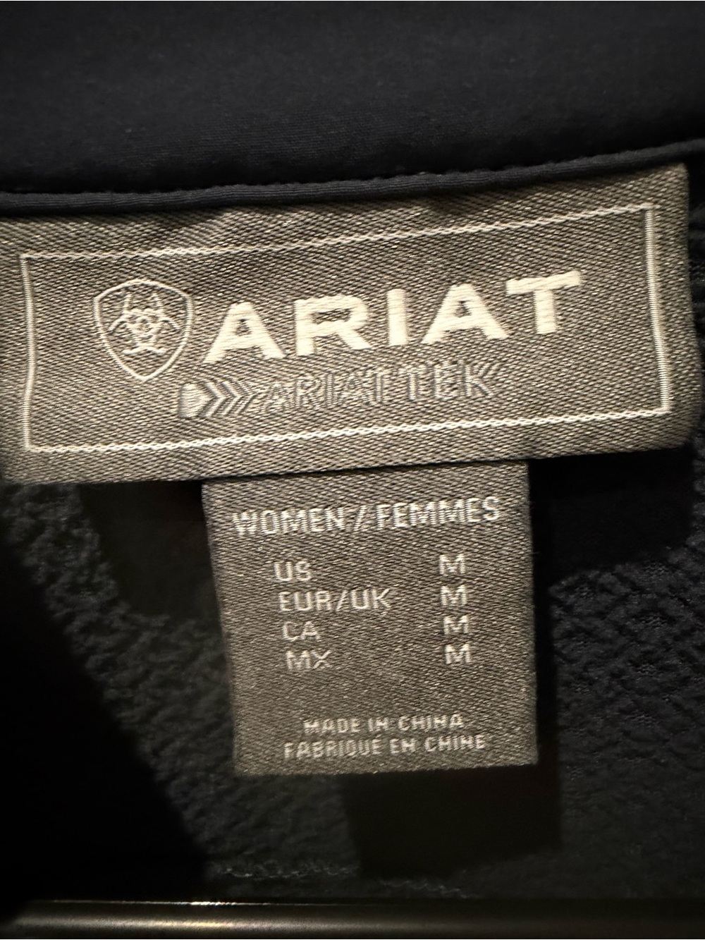 Ariat Navy and Light Blue Softshell Jacket with Sleeve Logo - Picture 4 of 4